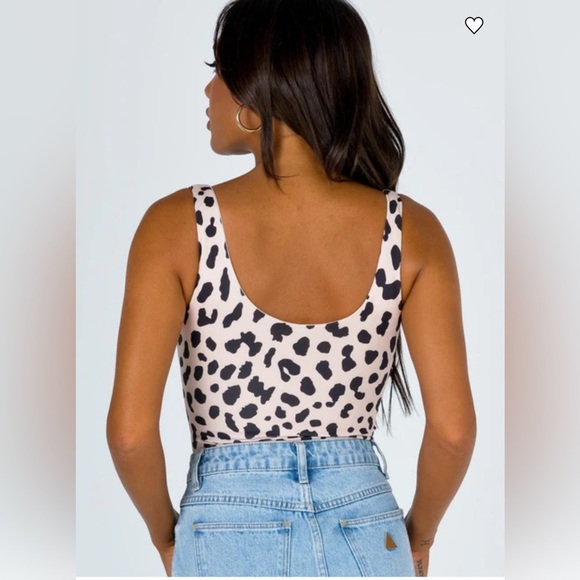 NWT Polly Tamikah Leopard Bodysuit Animal Print Boho Stretchy Tan 4 - Picture 5 of 14